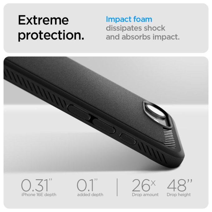 Калъф Rugged Armor с MagSafe за iPhone 16e, Матово черен, Spigen