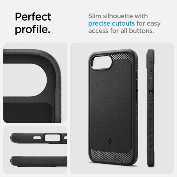 Калъф Rugged Armor с MagSafe за iPhone 16e, Матово черен, Spigen