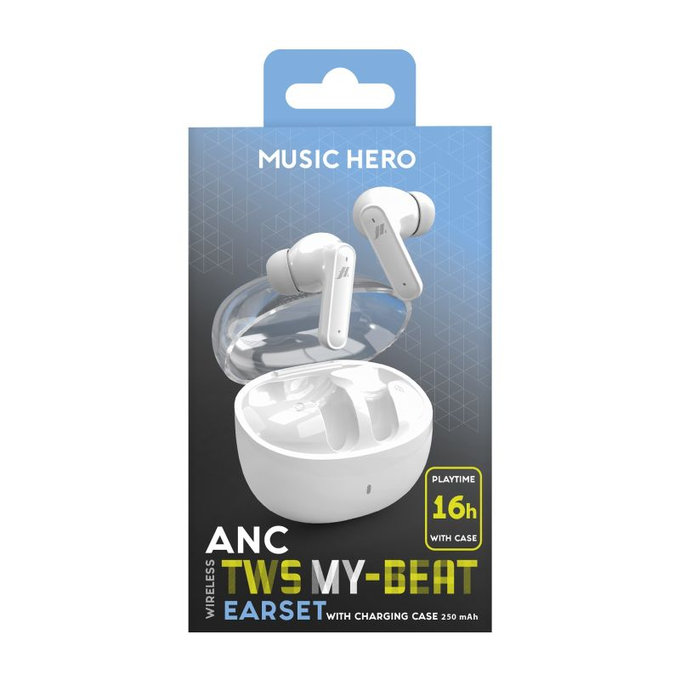 Music Hero - безжични слушалки TWS MY-BEAT, Бял, SBS