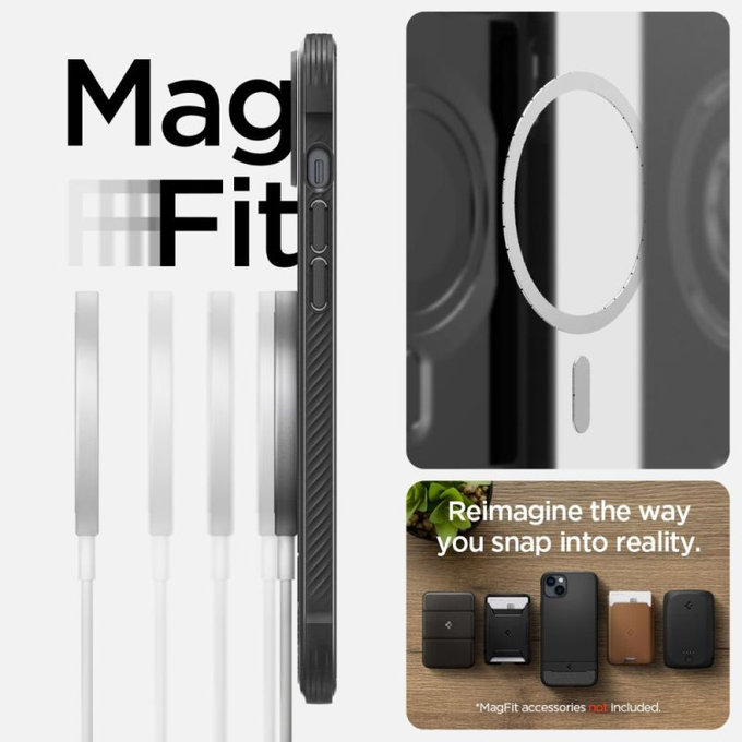 Калъф Rugged Armor с MagSafe за iPhone 14, Матово черен, Spigen