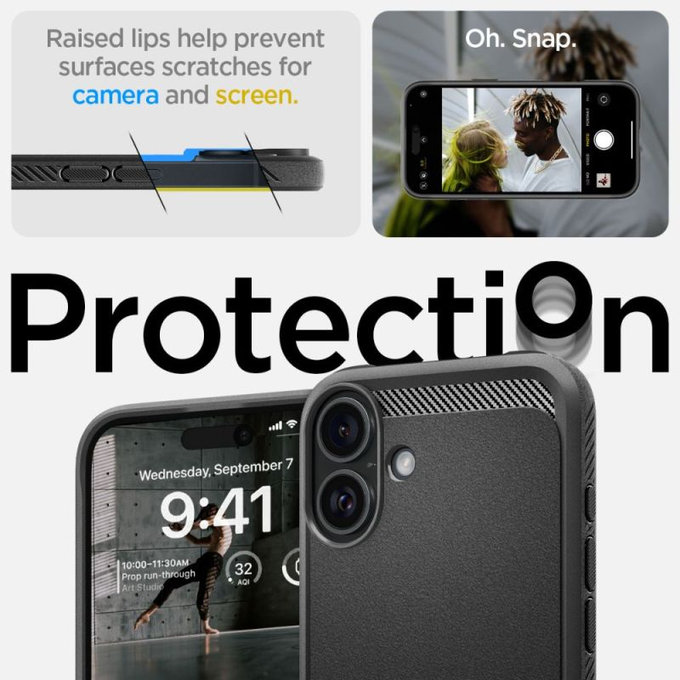 Калъф Rugged Armor с MagSafe за iPhone 16, Матово черен, Spigen