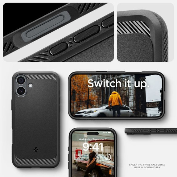 Калъф Rugged Armor с MagSafe за iPhone 16, Матово черен, Spigen