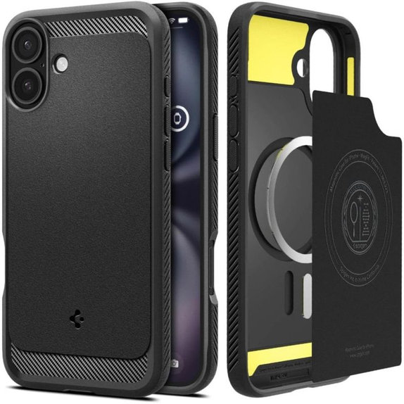 Калъф Rugged Armor с MagSafe за iPhone 16, Матово черен, Spigen