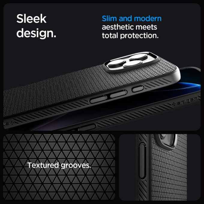 Калъф Liquid Air "T" с MagSafe за iPhone 16 Pro Max, Матово черен, Spigen