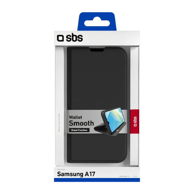 Калъф тип книга Wallet Smooth за Samsung Galaxy A17 5G, Черен, SBS