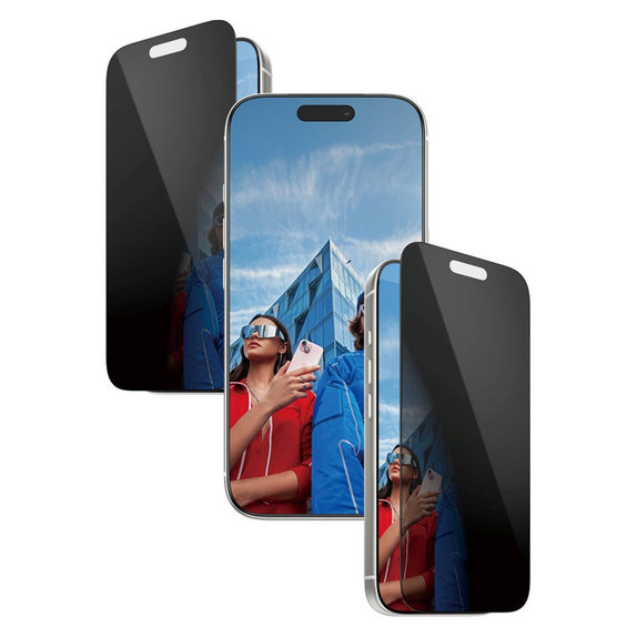 UWF 2-Way Privacy закалено стъкло с апликатор за iPhone 17 Pro, Черно, PanzerGlass