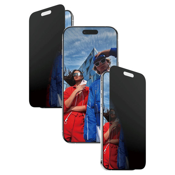Закалено стъкло UWF 2-Way Privacy с апликатор за iPhone Air, Черно, PanzerGlass