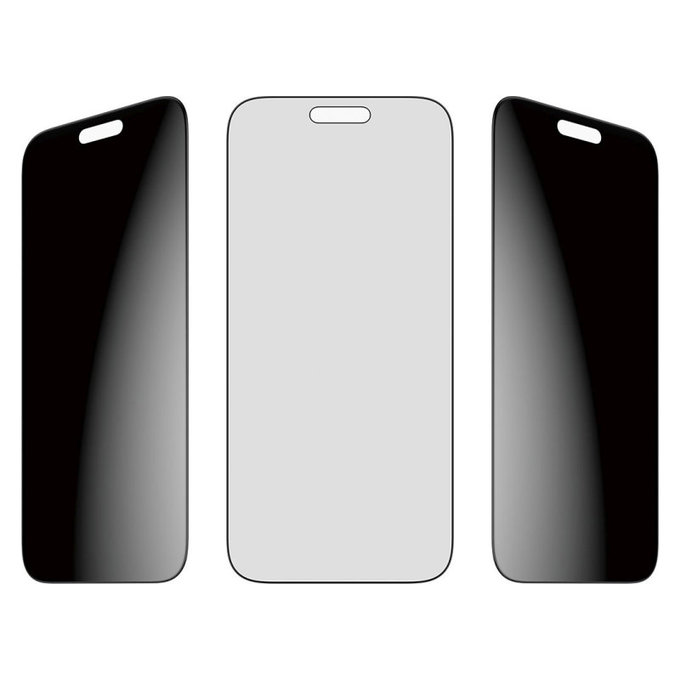 UWF 2-Way Privacy закалено стъкло с Fastfit за iPhone 17 Pro Max, Черно, PanzerGlass