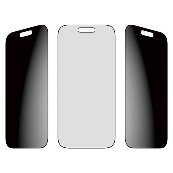 UWF 2-Way Privacy закалено стъкло с Fastfit за iPhone 17/16 Pro, Черно, PanzerGlass