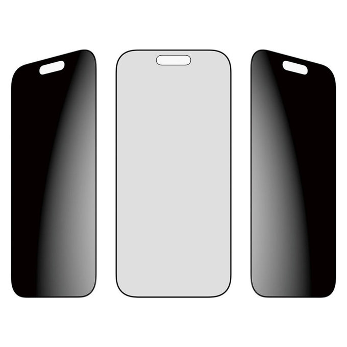 UWF 2-Way Privacy закалено стъкло с Fastfit за iPhone 17/16 Pro, Черно, PanzerGlass