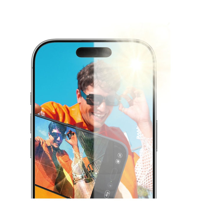 Закалено стъкло Anti-Reflective с апликатор за iPhone 17/16 Pro, Черно, PanzerGlass