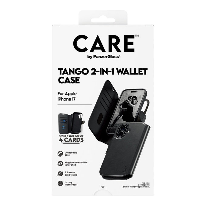 Калъф Wallet Tango Two-In-One с MagSafe за iPhone 17, Черно, CARE
