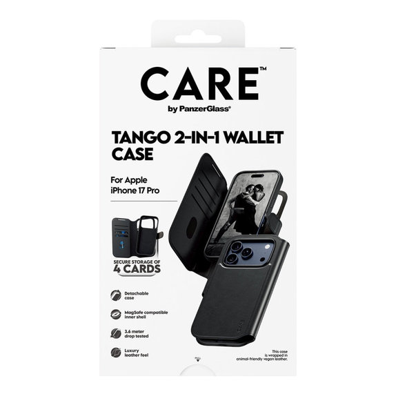 Калъф Wallet Tango Two-In-One с MagSafe за iPhone 17 Pro, Черно, CARE