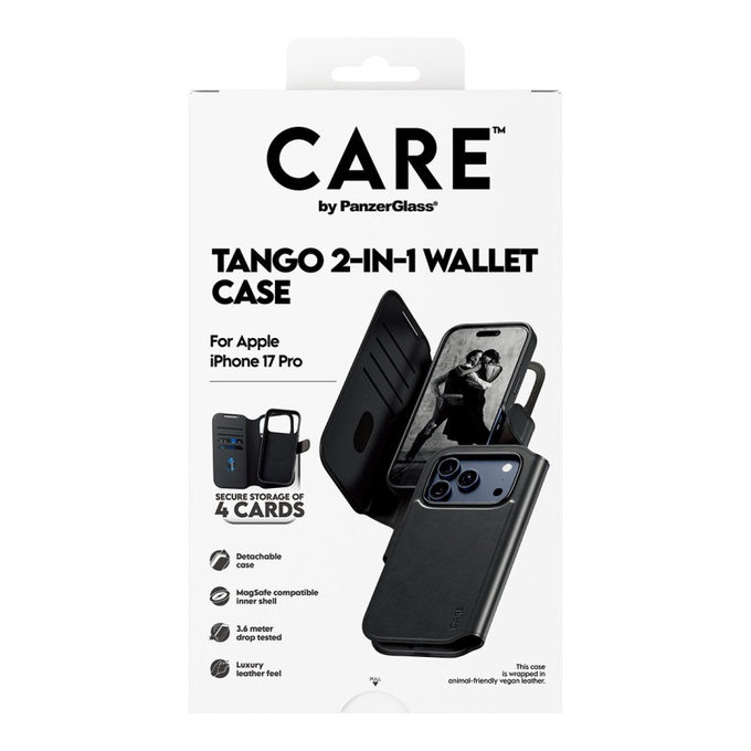 Калъф Wallet Tango Two-In-One с MagSafe за iPhone 17 Pro, Черно, CARE
