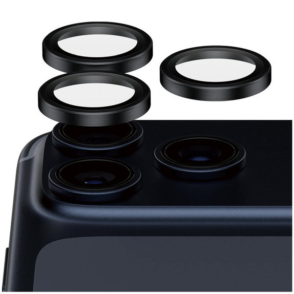Протектор за обектив на задна камера Hoops Ceramic II за iPhone 17 Pro Max/17 Pro/16 Pro Max/16 Pro, Черно, PanzerGlass