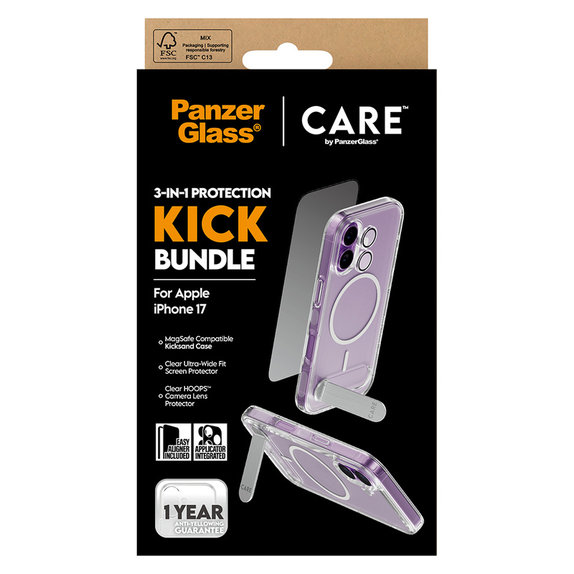 Bundle 3 в 1 Kick за iPhone 17, PanzerGlass