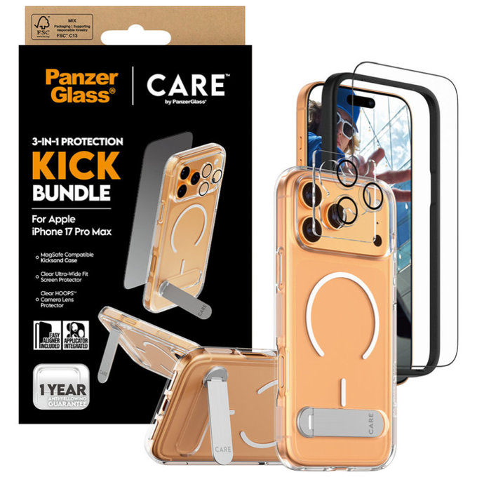 Bundle 3 в 1 Kick за iPhone 17 Pro Max, PanzerGlass