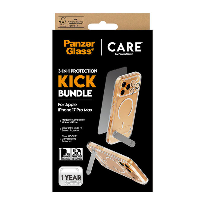 Bundle 3 в 1 Kick за iPhone 17 Pro Max, PanzerGlass