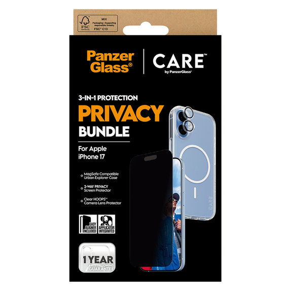 Bundle 3 в 1 Privacy за iPhone 17, PanzerGlass