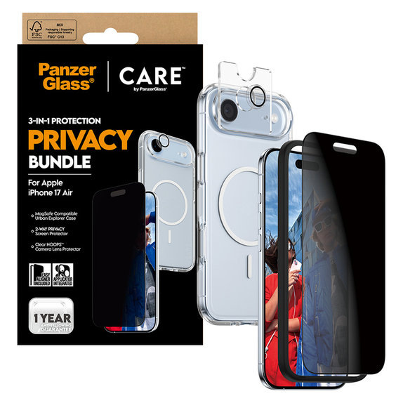 Bundle 3 в 1 Privacy за iPhone Air, PanzerGlass