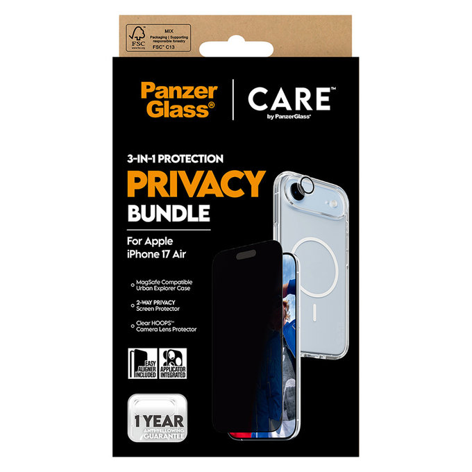 Bundle 3 в 1 Privacy за iPhone Air, PanzerGlass