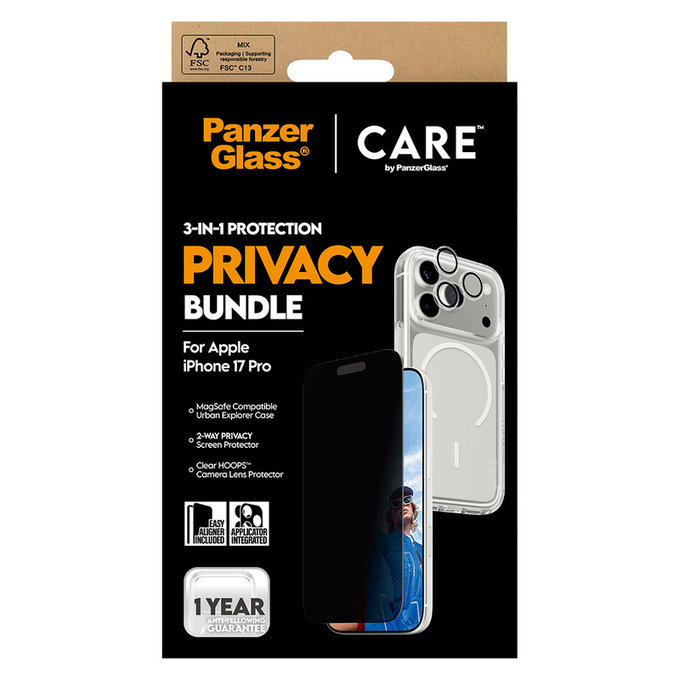 Bundle 3 в 1 Privacy за iPhone 17 Pro, PanzerGlass