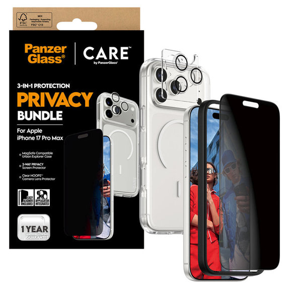 Bundle 3 в 1 Privacy за iPhone 17 Pro Max, PanzerGlass