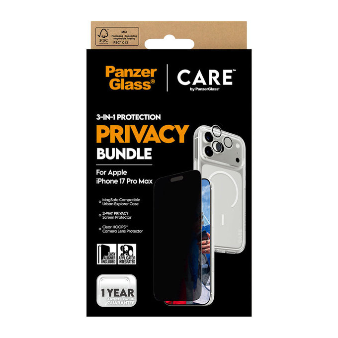 Bundle 3 в 1 Privacy за iPhone 17 Pro Max, PanzerGlass