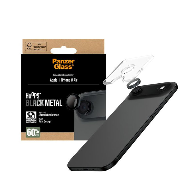 Протектор за обектив на задна камера Hoops за iPhone Air, Черно, Black, PanzerGlass