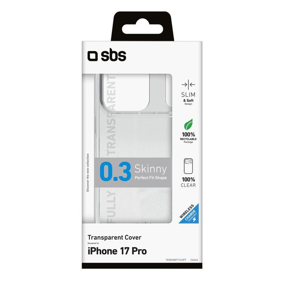 Калъф Skinny за iPhone 17 Pro, Прозрачен, SBS