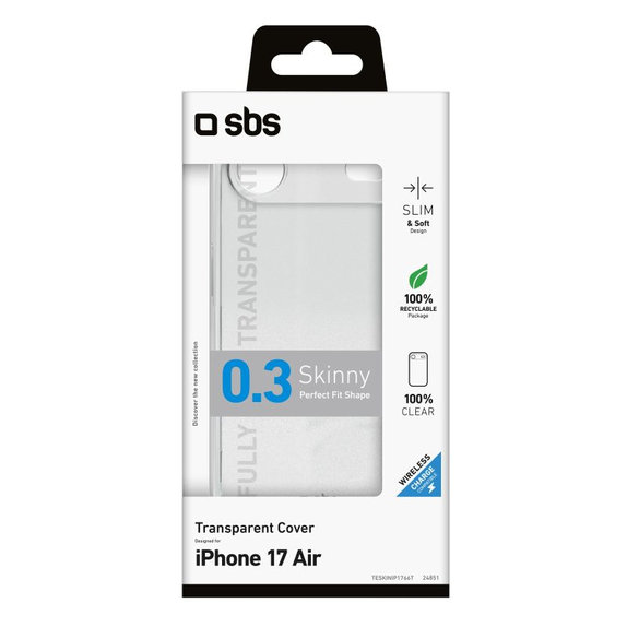 Калъф Skinny за iPhone Air, Прозрачен, SBS