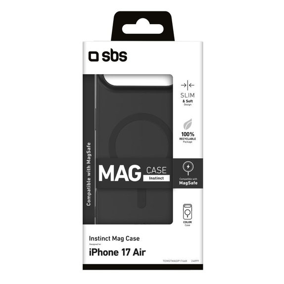 Калъф Instinct Mag, съвместим с MagSafe за iPhone Air, Черен, SBS