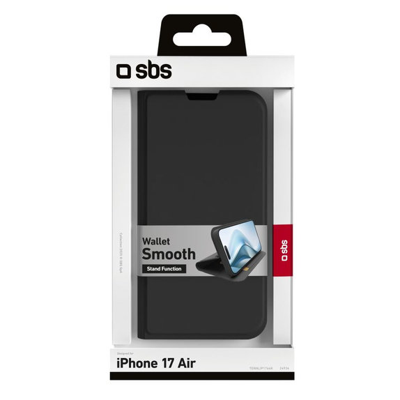 Калъф тип книга Wallet Smooth за iPhone Air, Черен, SBS
