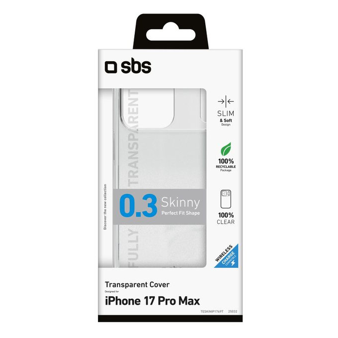Калъф Skinny за iPhone 17 Pro Max, Прозрачен, SBS