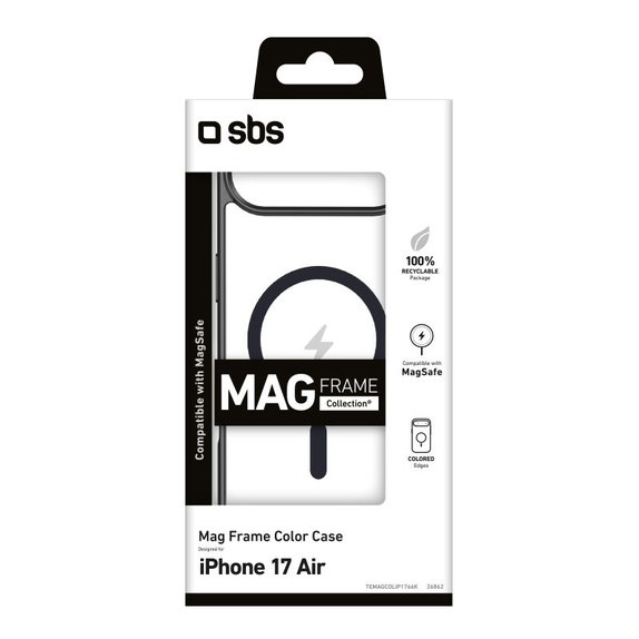 Калъф Mag Frame, съвместим с MagSafe за iPhone Air, Черен, SBS