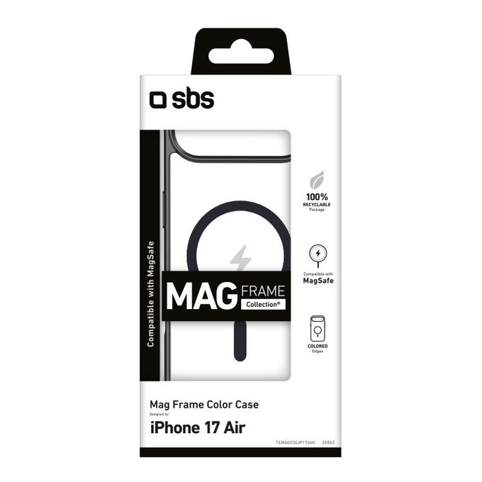 Калъф Mag Frame, съвместим с MagSafe за iPhone Air, Черен, SBS