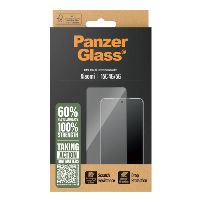 UWF закалено стъкло за Xiaomi 15C/15C 5G, Черно, PanzerGlass