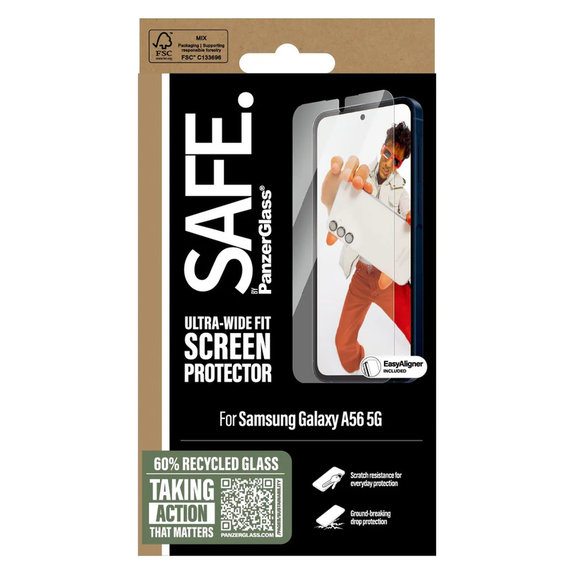 Закалено стъкло UWF с апликатор за Samsung Galaxy A56 5G, Прозрачно, SAFE by PanzerGlass