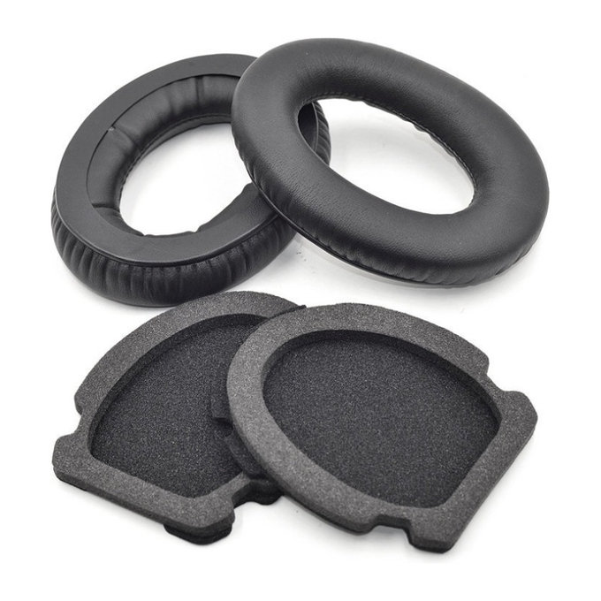 Резервни възглавнички за Bose Aviation A10, A20, Мемори пяна и PU кожа, Black, 1 чифт