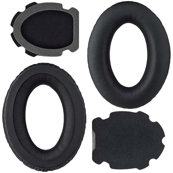 Резервни възглавнички за Bose Aviation A10, A20, Мемори пяна и PU кожа, Black, 1 чифт