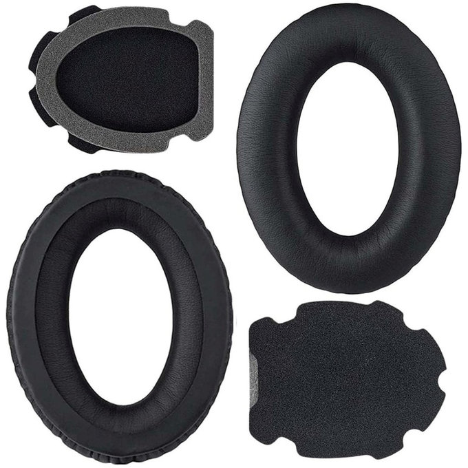 Резервни възглавнички за Bose Aviation A10, A20, Мемори пяна и PU кожа, Black, 1 чифт