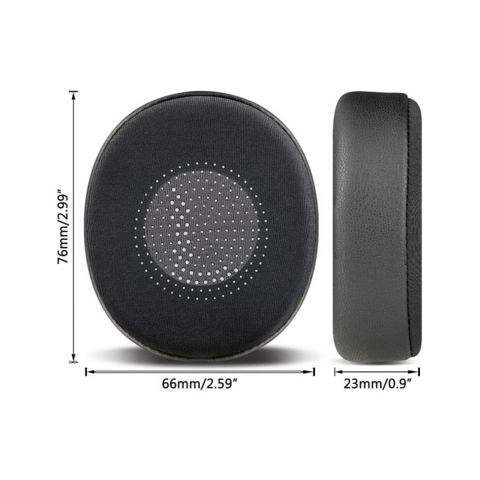 Резервни възглавнички за Jabra Evolve2 40, 65 UC/MS, Elite 45h, Мемори пяна, PU кожа и текстил, Black, Охлаждащ гел, 1 чифт