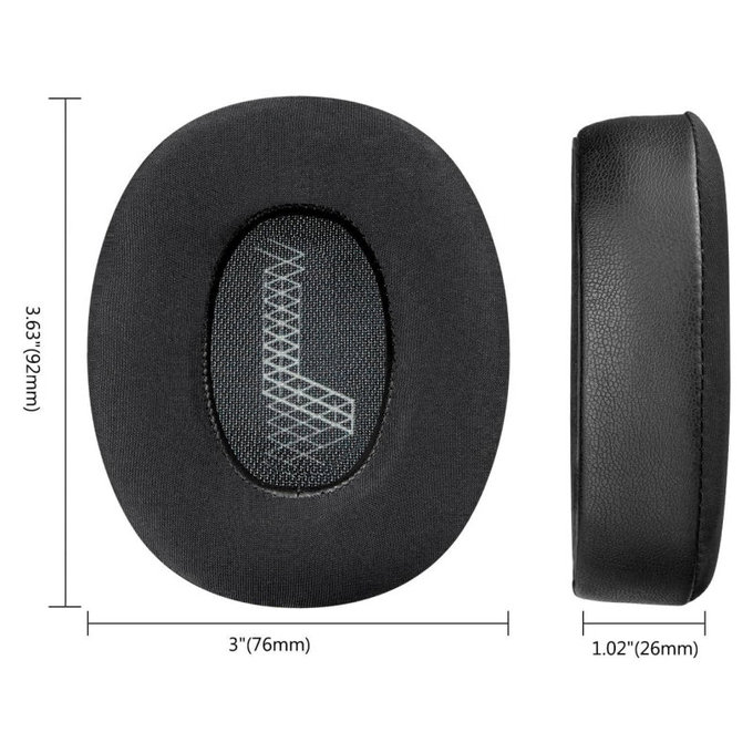 Резервни възглавнички за уши за JBL Live 650, 660, E65, Мемори пяна и кожа и текстил, Черен, Cooling Gel, 1 чифт