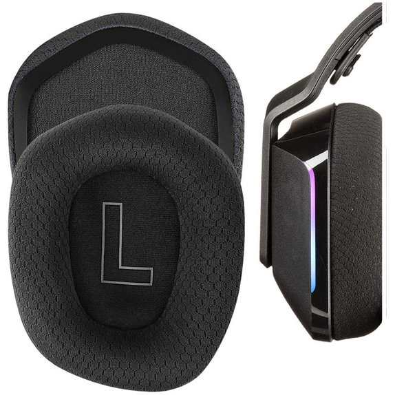 Резервни възглавнички за уши за Logitech G335, G733, Мемори пяна и текстил, Черен, 1 чифт