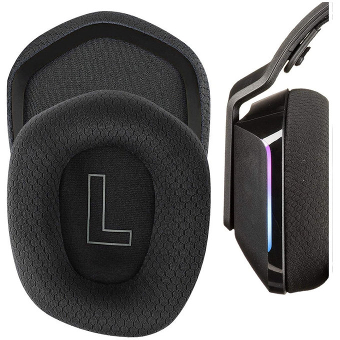 Резервни възглавнички за уши за Logitech G335, G733, Мемори пяна и текстил, Черен, 1 чифт