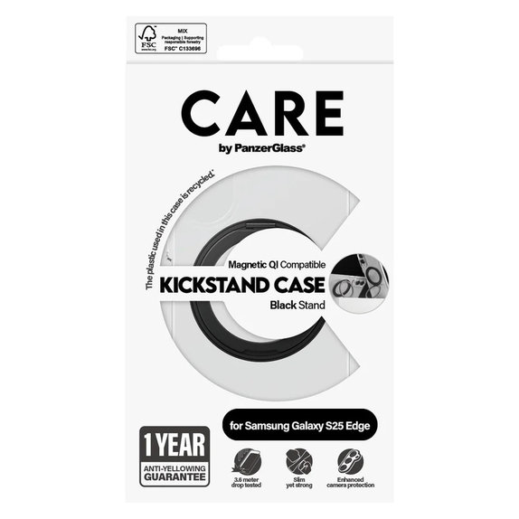 Калъф Kickstand за Samsung Galaxy S25 Edge, Черно, PanzerGlass