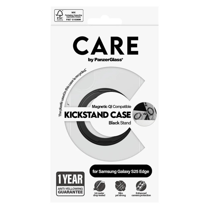 Калъф Kickstand за Samsung Galaxy S25 Edge, Черно, PanzerGlass