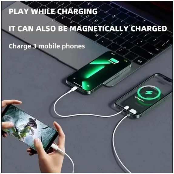 MagSafe PowerBank 5000 mAh с LED дисплей, Черен, FixPremium