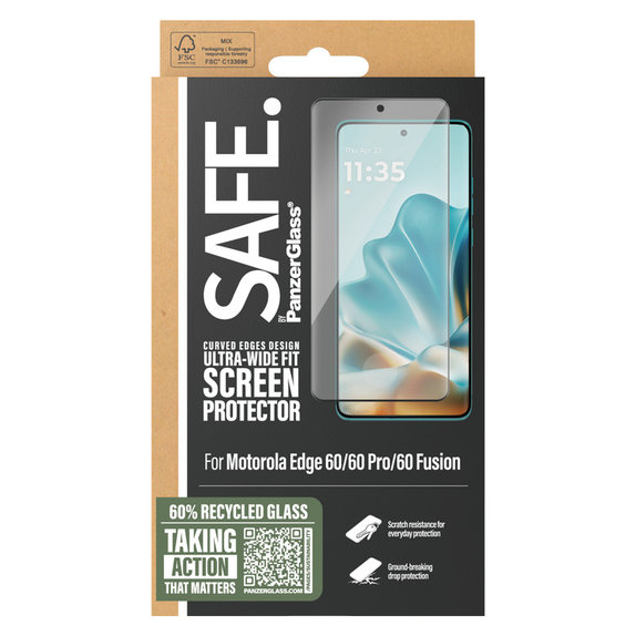Закалено стъкло UWF за Motorola Edge 60/60 Pro/60 Fusion, Черно, SAFE by PanzerGlass