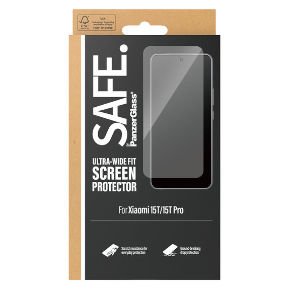 Закалено стъкло UWF за Xiaomi 15T/15T Pro, Черно, SAFE by PanzerGlass
